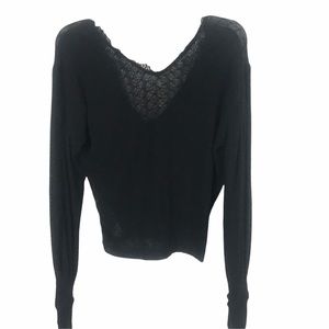 NWOT Free People black long sleeve lace/mesh crop top